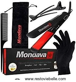 mondava professional ceramic tourmaline flat iron hair straightener 1