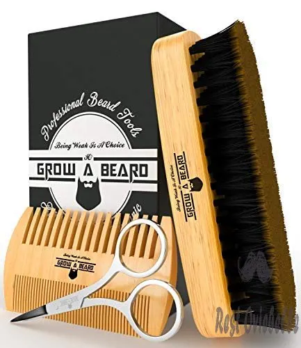 beard brush comb set for mens care gentlemans giveaway mustache scissors gift box travel bag best bamboo grooming kit to