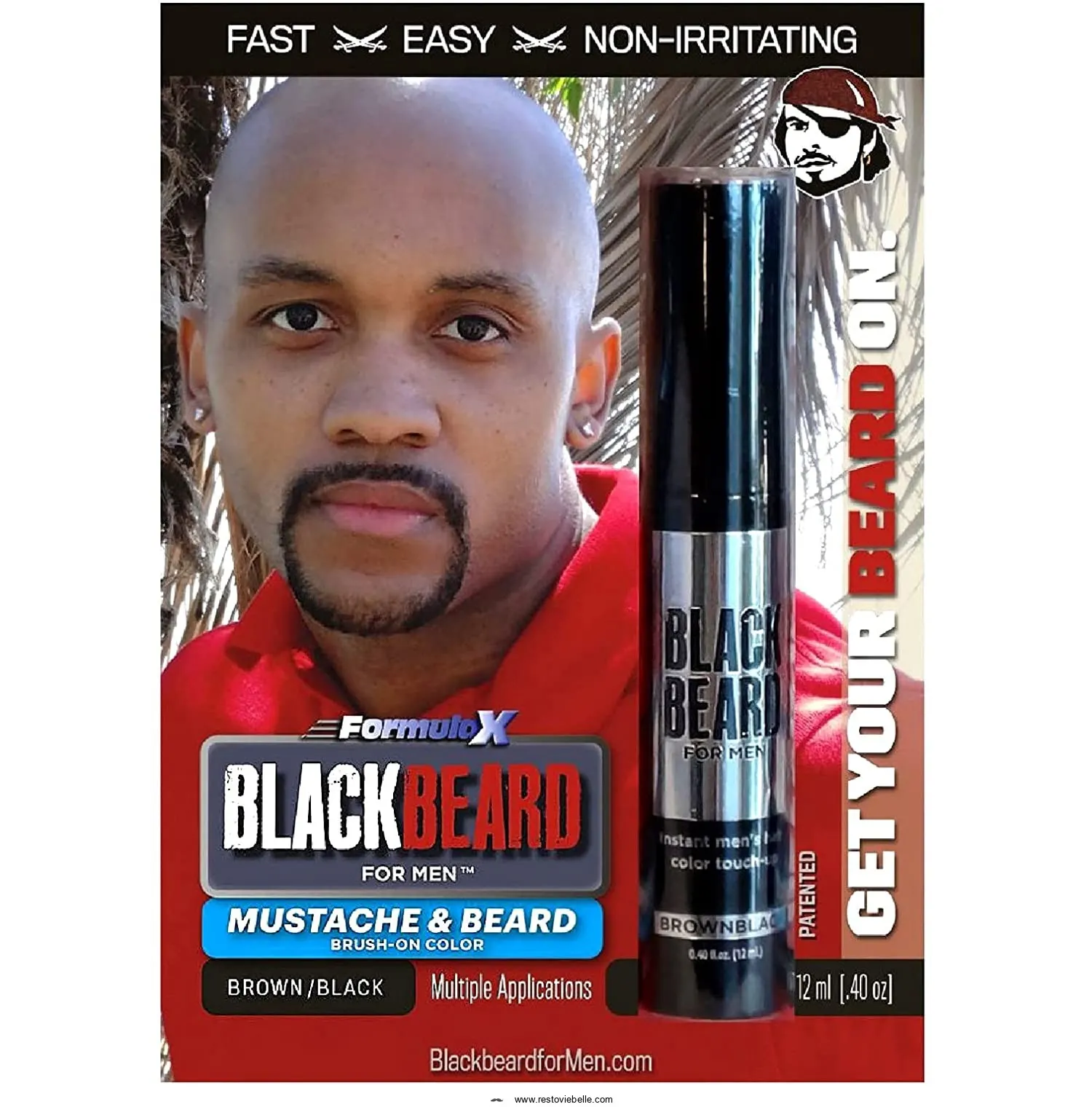 Blackbeard for Men Formula X – Instant Brush-on Beard and Mustache Color