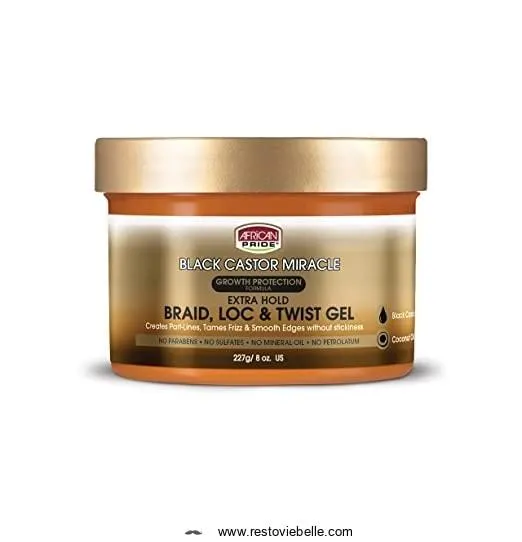 African Pride Black Castor Miracle Extra Hold Braid, Loc & Twist Gel