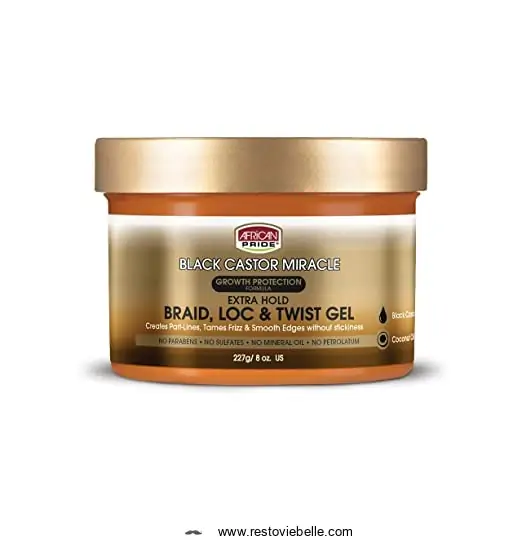 African Pride Black Castor Miracle Extra Hold Braid, Loc & Twist Gel