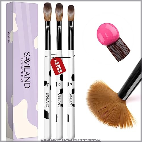 Saviland 3pcs Acrylic Nail Brush