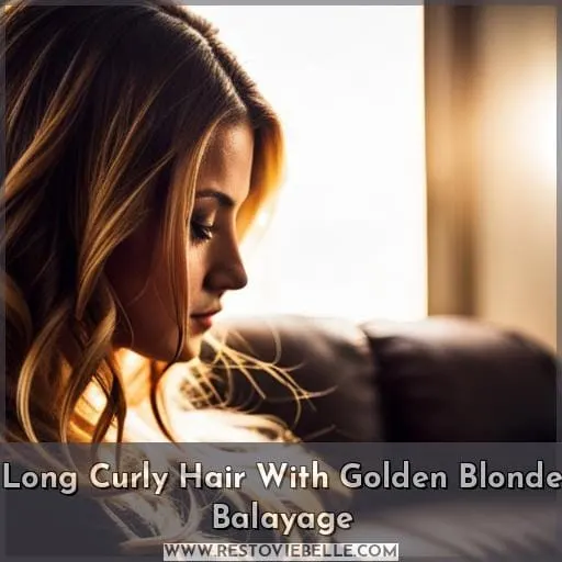Long Curly Hair With Golden Blonde Balayage
