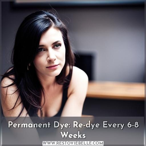 Permanent Dye: Re-dye Every 6-8 Weeks Permanent Dye: Re-dye Every 6-8 Weeks