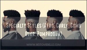 specialty styles (afro, curly, comb over, pompadour)